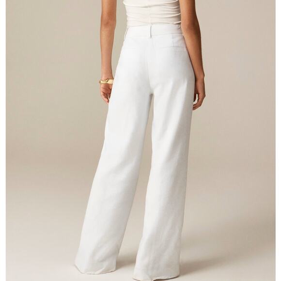 J.Crew Carolina Flare Pants Womens 20 White Stretch Linen Blend High Rise Lined - Picture 2 of 8